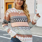 Geometric Dropped Shoulder Round Neck Sweater