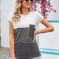 Color Block Round Neck Short Sleeve Tee
