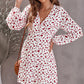 Printed Decorative Button Plunge Dress