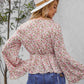 Floral Ruffled V-Neck Peplum Blouse