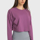 Dropped Shoulder Round Neck Cropped Sports Top