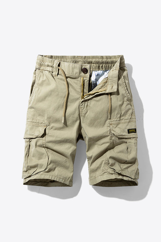 Drawstring Elastic Waist Cargo Shorts