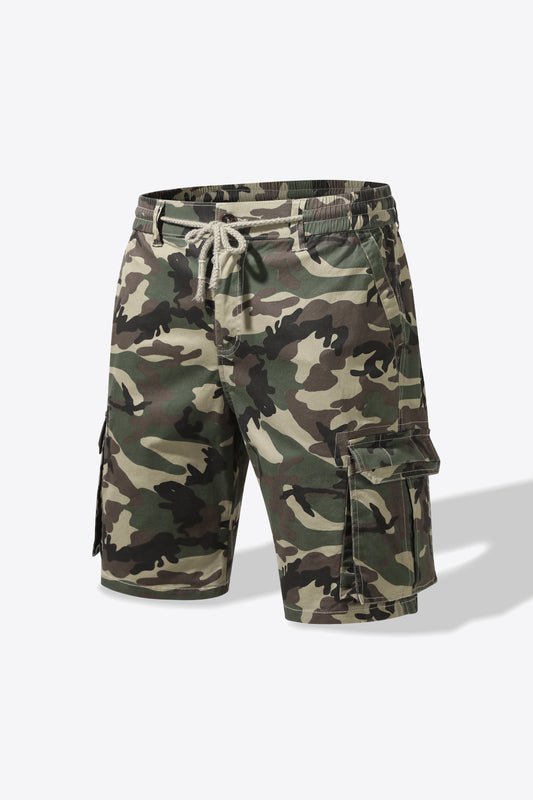 Camouflage Drawstring Waist Cargo Shorts