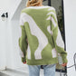 Two-Tone Ribbed Trim Henley Sweater