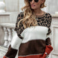 Color Block Ribbed Trim Knit Pullover