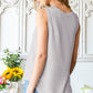Curved Hem Notched Neck Pocket Tank