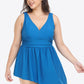 Plus Size Plunge Sleeveless Two-Piece Swimsuit