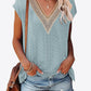 Eyelet Contrast V-Neck Tee