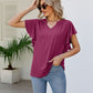 Notched Neck Flutter Sleeve Tee