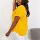 Zenana Full Size Summer Breeze Gauze Short Sleeve Shirt in Mustard