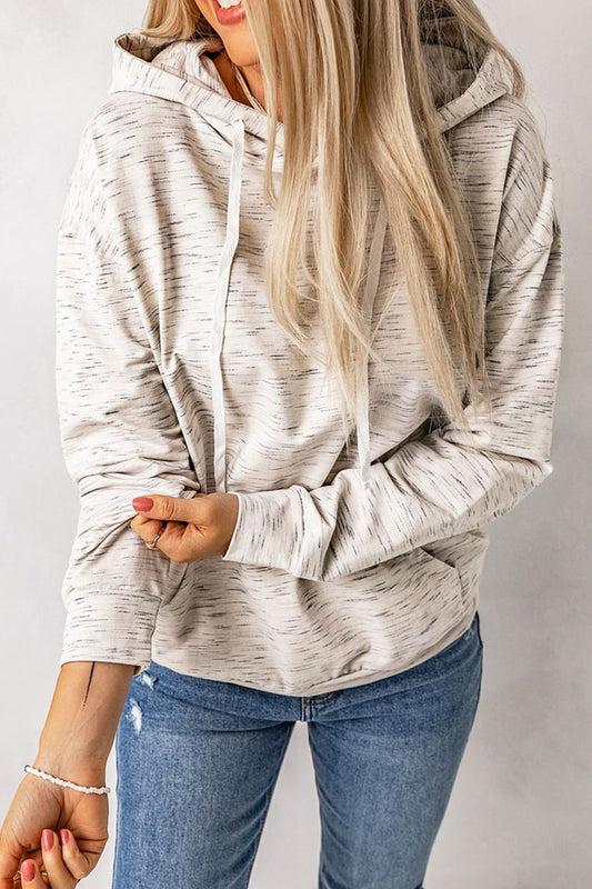 Printed Drawstring Detail Hoodie with Kangaroo Pocket