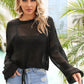 Drawstring Hem Round Neck Cropped Cover Up - Deals DejaVu