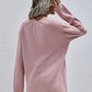 V-Neck Rib-Knit Drop Shoulder Tunic Sweater