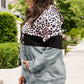 Plus Size Leopard Print Color Block Hoodie with Kangaroo Pocket