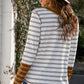 Striped Contrast Ribbed Long Sleeve Top