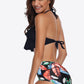 Two-Tone Ruffled Halter Neck Two-Piece Swimsuit