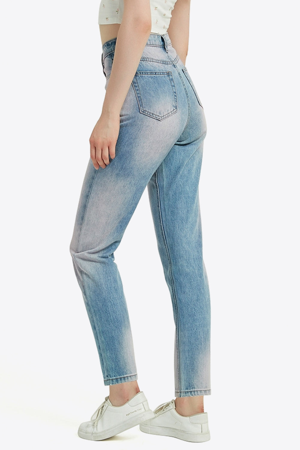 Acid Wash High Waist Boyfriend Jeans