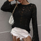 Openwork Dropped Shoulder Knit Top