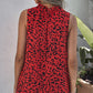 Leopard Print Ruffled Neck Tank Top