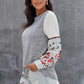 Printed Color Block Bubble Sleeve Sweatshirt
