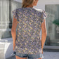 Floral Tie-Neck Flutter Sleeve Top