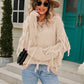 Tassel Detail Rib-Knit Round Neck Sweater