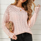 Openwork Scalloped Trim Knit Top