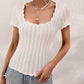 Scalloped Hem Square Neck Knit Top