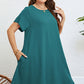 Plus Size Round Neck Handkerchief Hem Dress