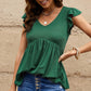 Ribbed Ruffle Sleeve Peplum Top