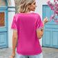 Contrast Trim Short Sleeve Plunge Blouse