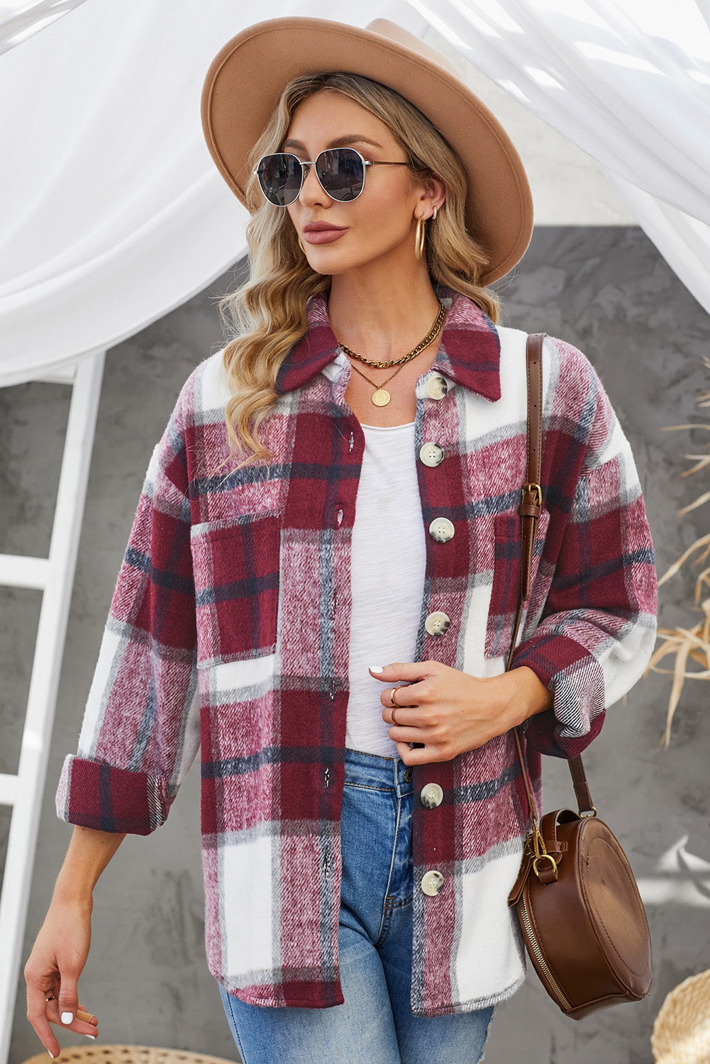 Plaid Brushed Button-Up Shacket