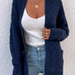 Cable-Knit Open Front Cardigan with Pockets