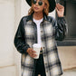 Plaid Button Down Raglan Sleeve Jacket