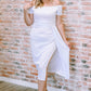 Off-Shoulder Short Sleeve Split Dress
