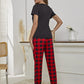 Heart Graphic Tee and Plaid Joggers Lounge Set