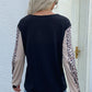 Leopard Color Block Long Sleeve Sweatshirt