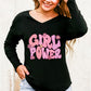 GIRL POWER Leopard Graphic V-Neck Top