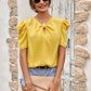 Puff Sleeve Gathered Detail Blouse