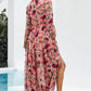 Floral Frill Trim Flounce Sleeve Plunge Maxi Dress