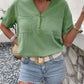 Buttoned Notched Neck Cuffed Sleeve Blouse