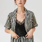 Striped Short Sleeve Shirt, Pants, and Cami Pajama Set