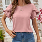 Textured Petal Sleeve Round Neck Tee