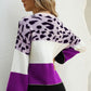 Animal Print Color Block Sweater