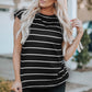 Mixed Print Hem Detail Capped Sleeve T-Shirt