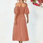 Off-Shoulder Balloon Sleeve Midi Dress
