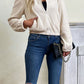 Zip Up Elastic Hem Cropped Sherpa Jacket