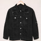 Distressed Button-Up Denim Jacket with Pockets