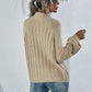 Openwork Chunky Knit Lantern Sleeve Sweater