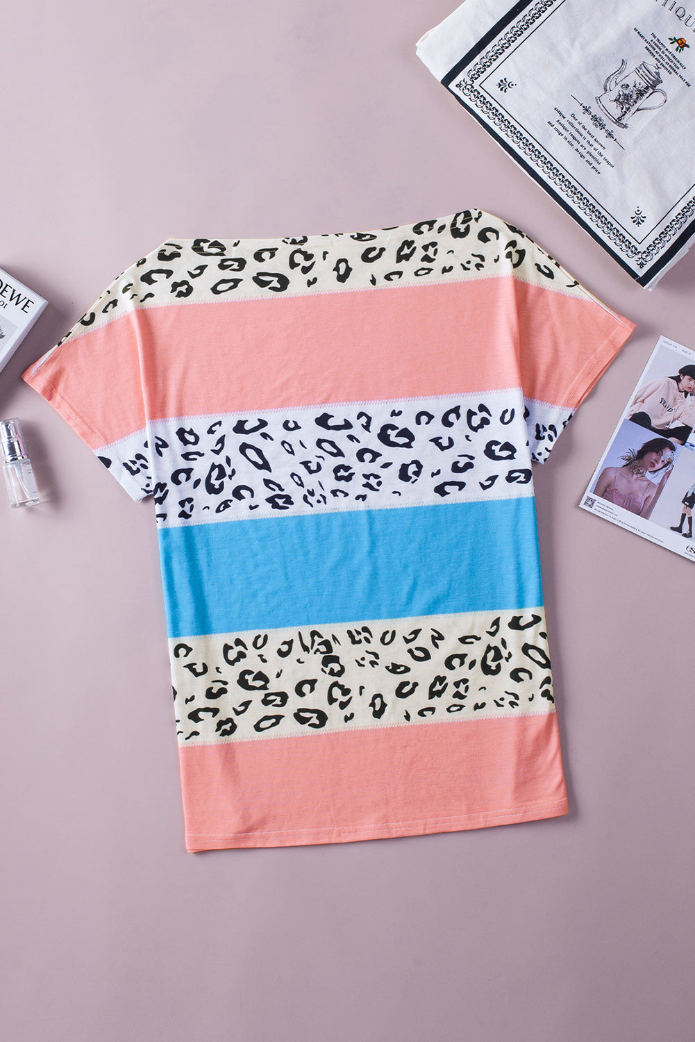 Leopard Print Color Block Tee Shirt